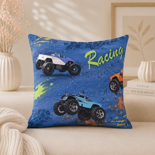 Díszpárna bútorszövettel - Kék racing