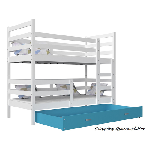 BASIC emeletes gyerekágy ágyneműtartóval: Fehér - kék 2