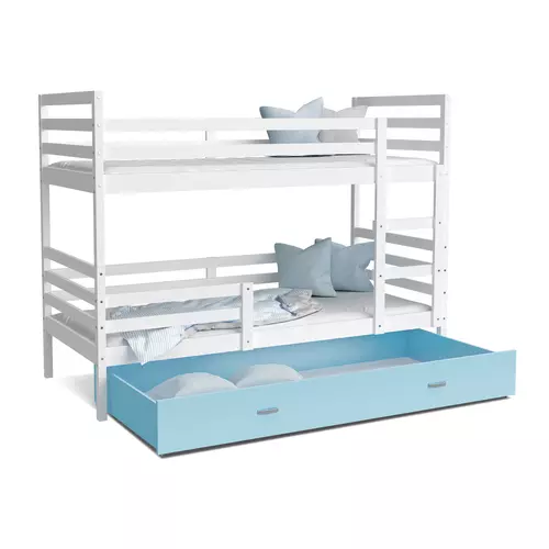 BASIC emeletes gyerekágy ágyneműtartóval: Fehér - kék 2