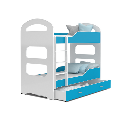 Dominik emeletes gyerekágy ágyneműtartóval - Fehér kék
