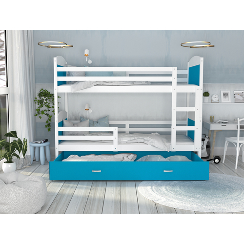 MATEUSZ emeletes ágyneműtartós gyerekágy: fehér kék 2