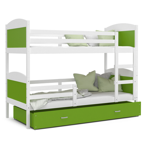 MATEUSZ emeletes ágyneműtartós gyerekágy: fehér zöld 3