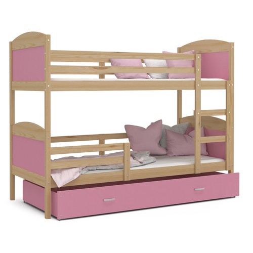 MATEUSZ emeletes ágyneműtartós gyerekágy: fenyő rózsaszín 3