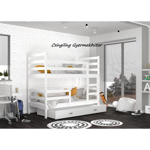Emeletes gyerekágy ágyneműtartóval - Basic 80x160 cm - fehér-fehér