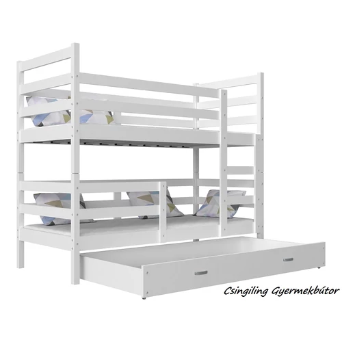 Emeletes gyerekágy ágyneműtartóval - Basic 80x160 cm - fehér-fehér