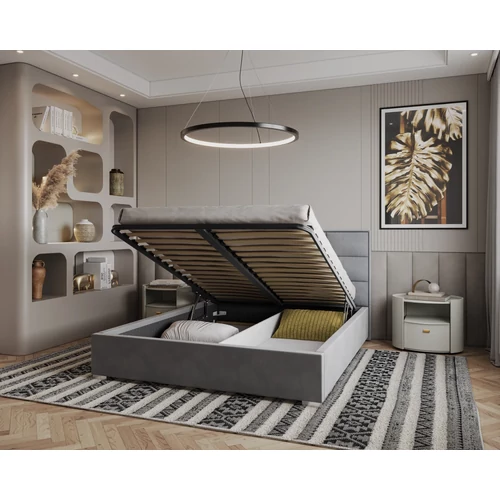 Kárpitozott franciaágy keret - APOLLO - Paris acélszürke