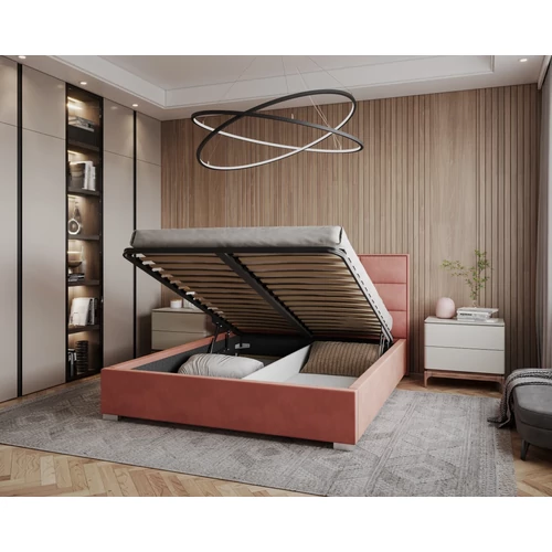 Kárpitozott franciaágy keret - APOLLO - Paris lazac