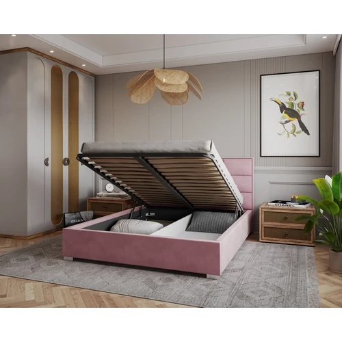 Kárpitozott franciaágy keret - APOLLO - Paris pink