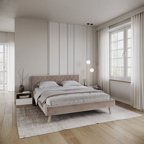 Kárpitozott franciaágy keret - KALIFORNIA - Paris egérszürke