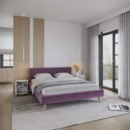 Kárpitozott franciaágy keret - KALIFORNIA - Paris lila
