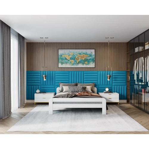 Kárpitozott velúr falpanelek - 60x10 cm-es - türkiz