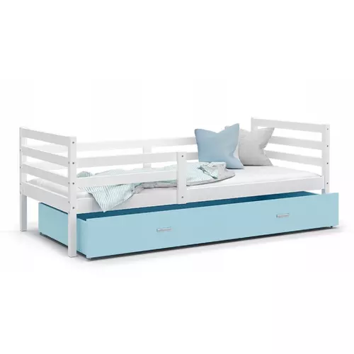 Gyerekágy ágyneműtartóval - Basic 80x160 cm - fehér-kék