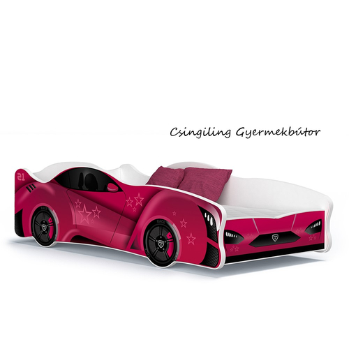 Autó formájú gyerekágy - Cars I. - 80x160 cm-es méretben - 18-as pink