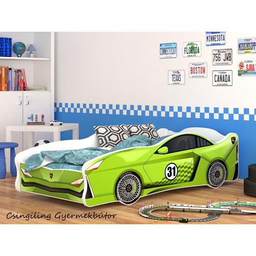 Autó formájú gyerekágy - Cars I. - 80x160 cm-es méretben - 20-as zöld