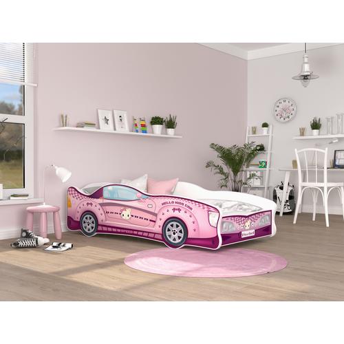 Autó formájú gyerekágy - Cars I. - 80x160 cm-es méretben - 12-es rózsaszín