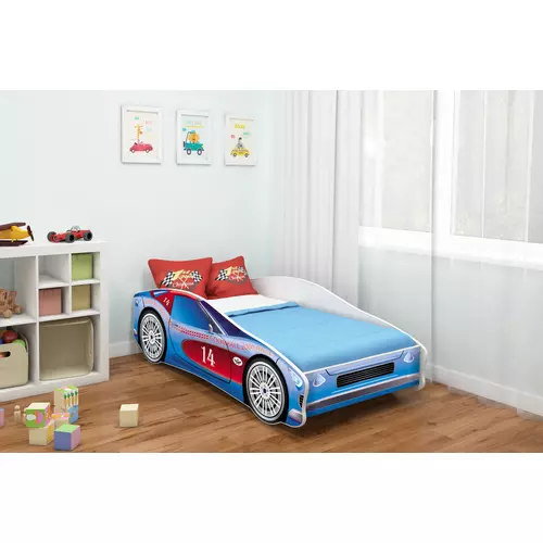 Cars II. autó formájú gyerekágy 80x180 cm - kék piros