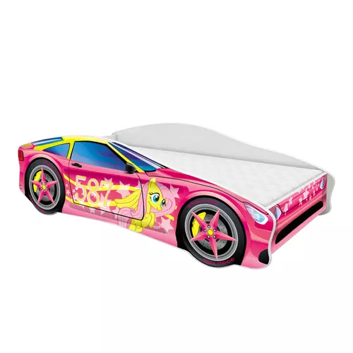 Gyerekágy - Cars II. 80x160 cm - 8-as rózsaszín - matraccal