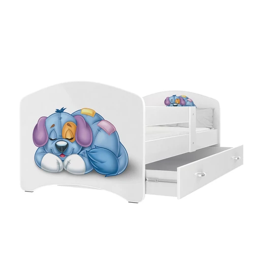 Ágyneműtartós gyerekágy ágyráccsal - 80x140 cm-es fekvőfelülettel - Cool Beds - 11L Kutyusos