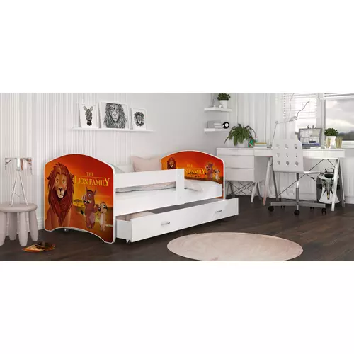 Ágyneműtartós gyerekágy ágyráccsal - fekvőfelülete 90x180 cm - Cool Beds - Oroszlánkirály
