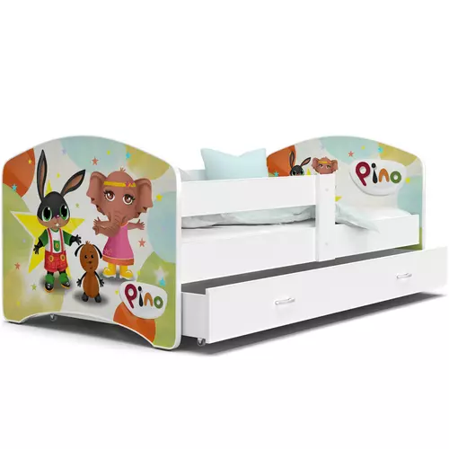 Ágyneműtartós gyerekágy ágyráccsal - 80x140 cm-es fekvőfelülettel - Cool Beds - Bing nyuszis