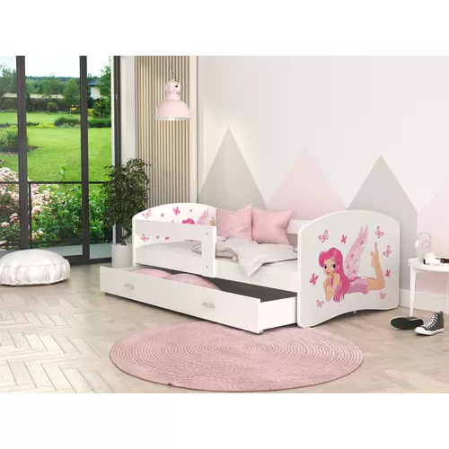 Ágyneműtartós gyerekágy ágyráccsal - 80x140 cm-es fekvőfelülettel - Cool Beds - 04L Tündéres