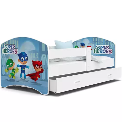 Ágyneműtartós gyerekágy ágyráccsal - 80x180 cm-es fekvőfelület - Cool Beds - szuperhősös