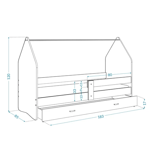 Házikó gyerekágy - Daisy Domek N 80x180 cm - Super Pieski