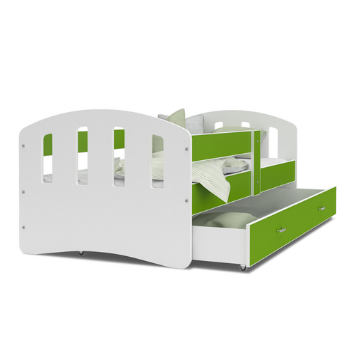 HAPPY leesésgátlós ágyneműtartós gyerekágy: fehér zöld 3