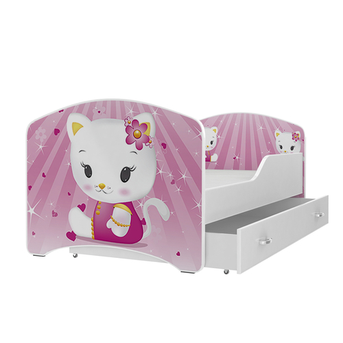 Leesésgátlós gyerekágy ágyneműtartóval és ágyráccsal - Hello Kitty jellegű