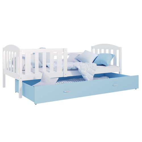 Gyerekágy ágyneműtartóval - Kubus mdf - fehér-kék
