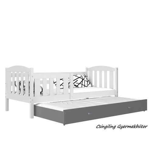 KUBUS pótágyas gyerekágy 80x190 cm-es méretben: Fehér-Szürke 2