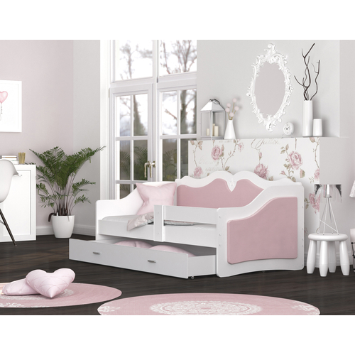 LILI leesésgátlós gyerekágy ágyneműtartóval: púder rózsaszín SIMA