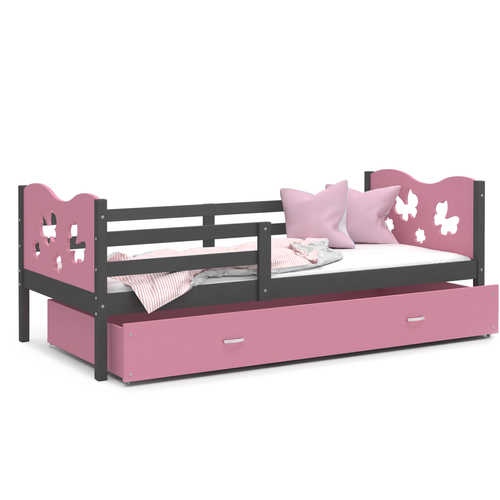 MAX leesésgátlós ágyneműtartós gyerekágy: szürke rózsaszín 2