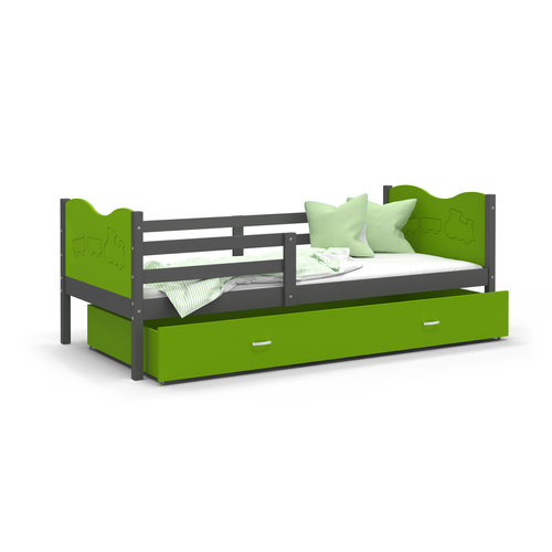 MAX leesésgátlós ágyneműtartós gyerekágy: szürke zöld 3
