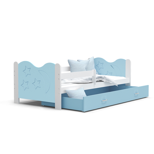 MIKOLAJ leesésgátlós ágyneműtartós gyerekágy: fehér kék 2