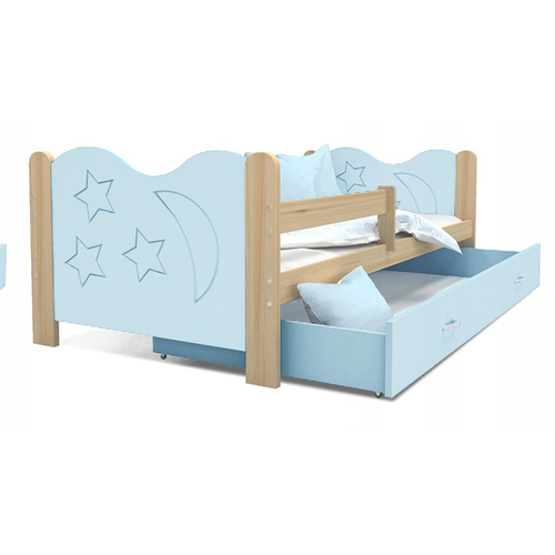 Leesésgátlós ágyneműtartós gyerekágy - Mikolaj - fenyő kék