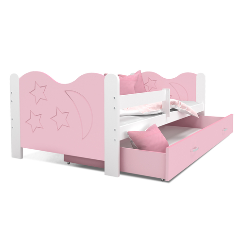 MIKOLAJ leesésgátlós ágyneműtartós gyerekágy: fehér rózsaszín 2