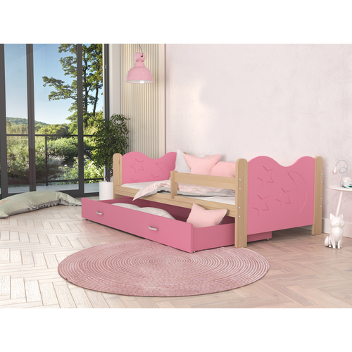 Leesésgátlós ágyneműtartós gyerekágy - Mikolaj - fenyő rózsaszín