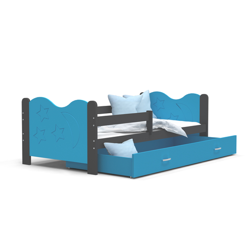 MIKOLAJ leesésgátlós ágyneműtartós gyerekágy: szürke kék 2