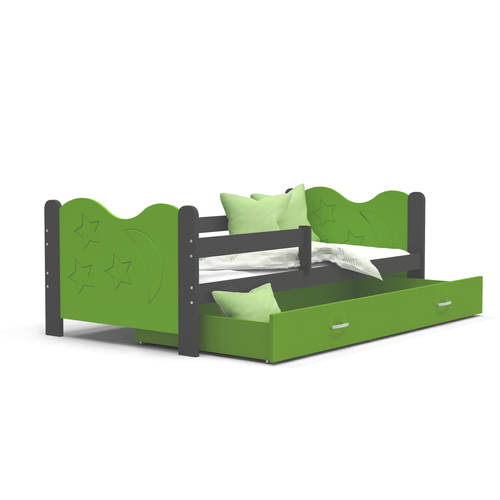 MIKOLAJ leesésgátlós ágyneműtartós gyerekágy: szürke zöld 2