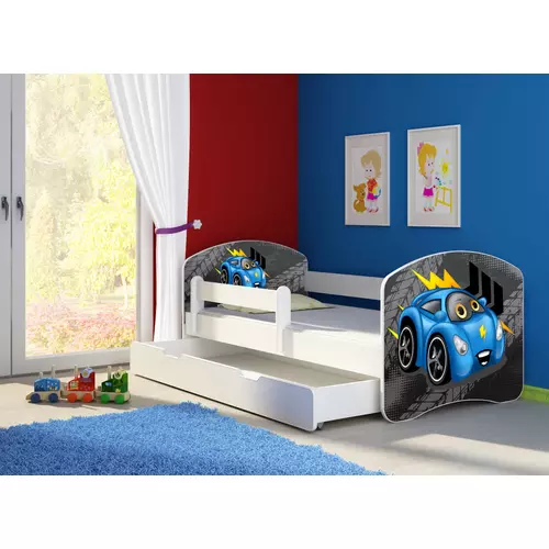 Leesésgátlós gyerekágy - Sweet Dream 80x180 cm - 04 Blue car matraccal