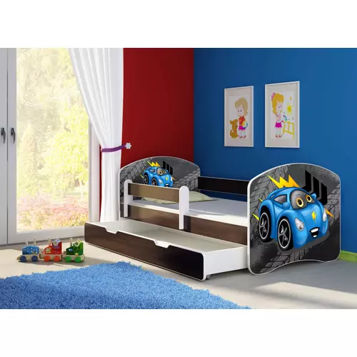 Leesésgátlós gyerekágy - Sweet Dream 80x180 cm - 04 Blue car matraccal