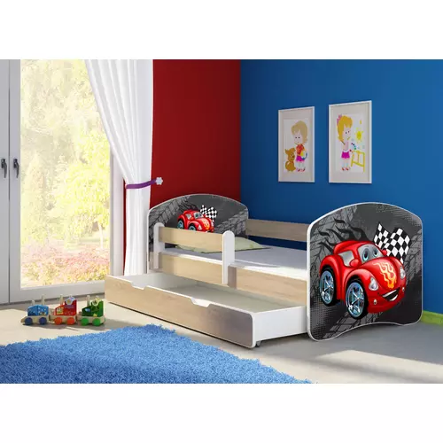 Leesésgátlós gyerekágy - Sweet Dream 80x160 cm - 05 Red car matraccal