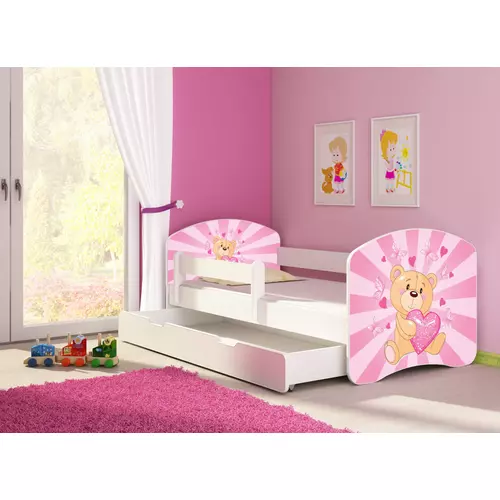 Leesésgátlós gyerekágy - Sweet Dream 70x140 cm - 10 Pink teddy bear matraccal