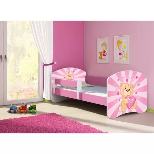 Sweet Dream leesésgátlós gyerekágy matraccal 80x160 cm - Sweet Dream - Pink teddy bear rózsaszín Teddy macis