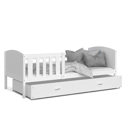 TAMI leesésgátlós ágyneműtartós gyerekágy - 3 méretben: Fehér keret - fehér támlákkal 2