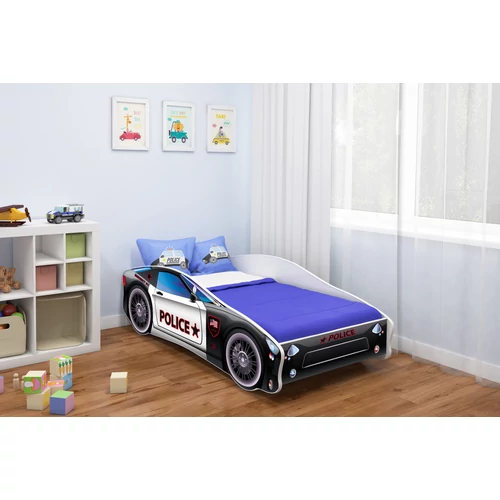 Cars II. autó formájú gyerekágy 80x180 cm - fekete rendőrautó