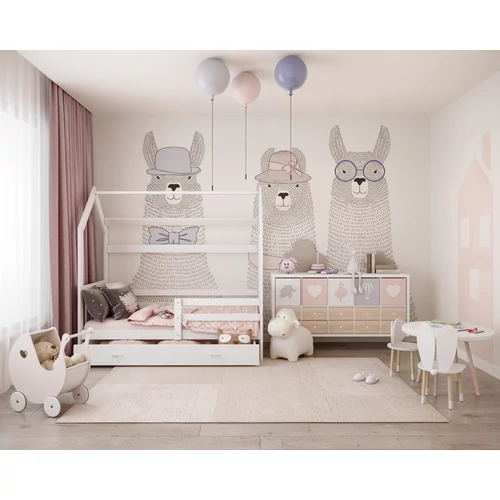 Gyerekágy ágyneműtartóval 80x160 cm - Domek 2 - fehér