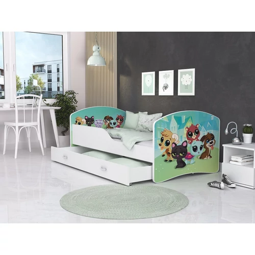 Leesésgátlós gyerekágy ágyneműtartóval 80x180 cm - cuki állatkás