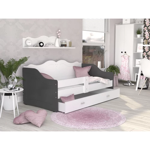 Leesésgátlós és ágyneműtartós gyerekágy 80x180 cm - Lili - fehér szürke